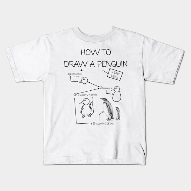 how to Draw a Penguin Lockdown Task Kids T-Shirt by MotorManiac